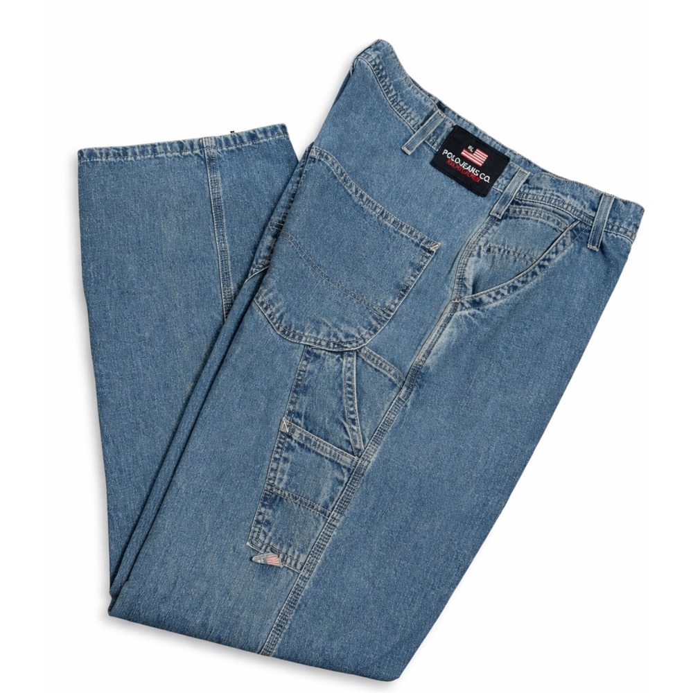 Vintage Polo Jeans Co Ralph Lauren Carpenter Jeans 33x34 Blue Denim Y2K Workwear